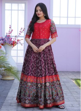 Dola Silk Purple and Red Readymade Designer Gown