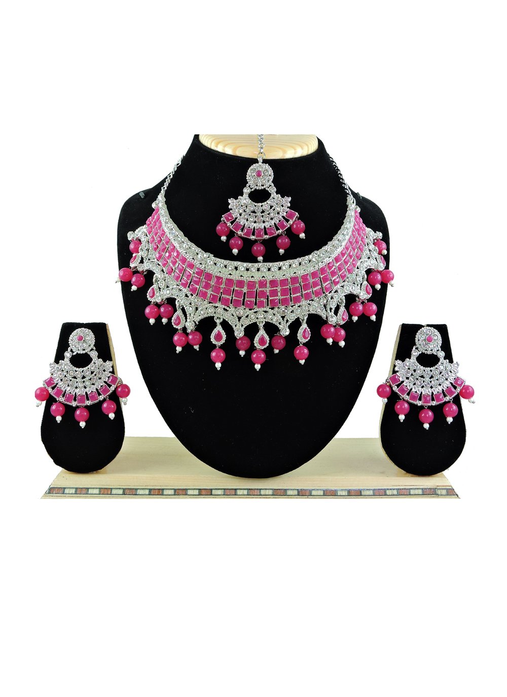 Elegant Alloy Beads Work Necklace Set For Festival