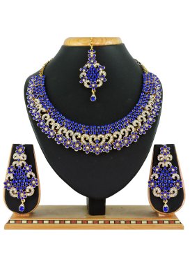 Elegant Alloy Stone Work Necklace Set For Party