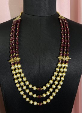 Elegant Beads Work Alloy Gold Rodium Polish Necklace For Festival