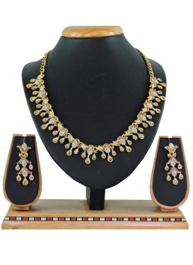 Buy Elegant Beads Work Gold and White Necklace Set for Festival Online