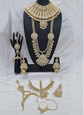 Elegant Beads Work Gold Rodium Polish Bridal Jewelry