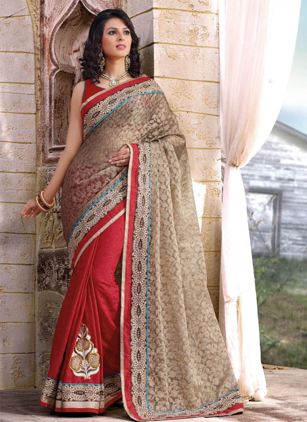 Pink Designer Party Wear Chiffon Saree