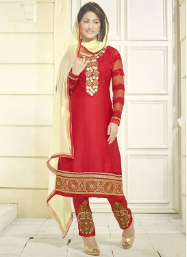 Elegant Booti Work Hina Khan Pant Style Suit