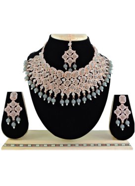 Elegant Diamond Work Alloy Necklace Set For Festival