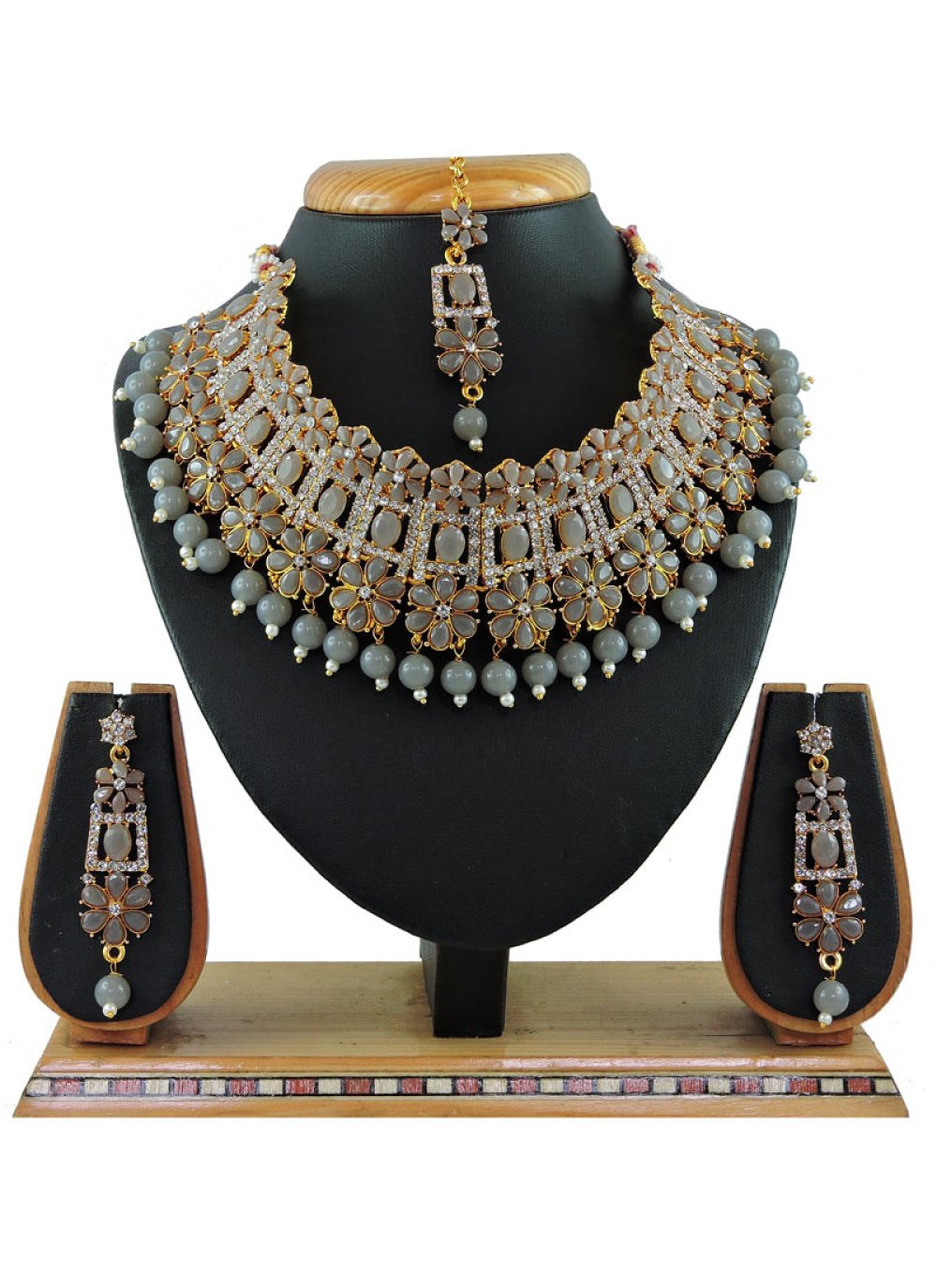 Elegant Gold Rodium Polish Alloy Necklace Set