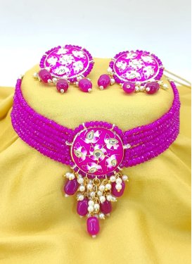 Elegant Gold Rodium Polish Beads Work Necklace Set