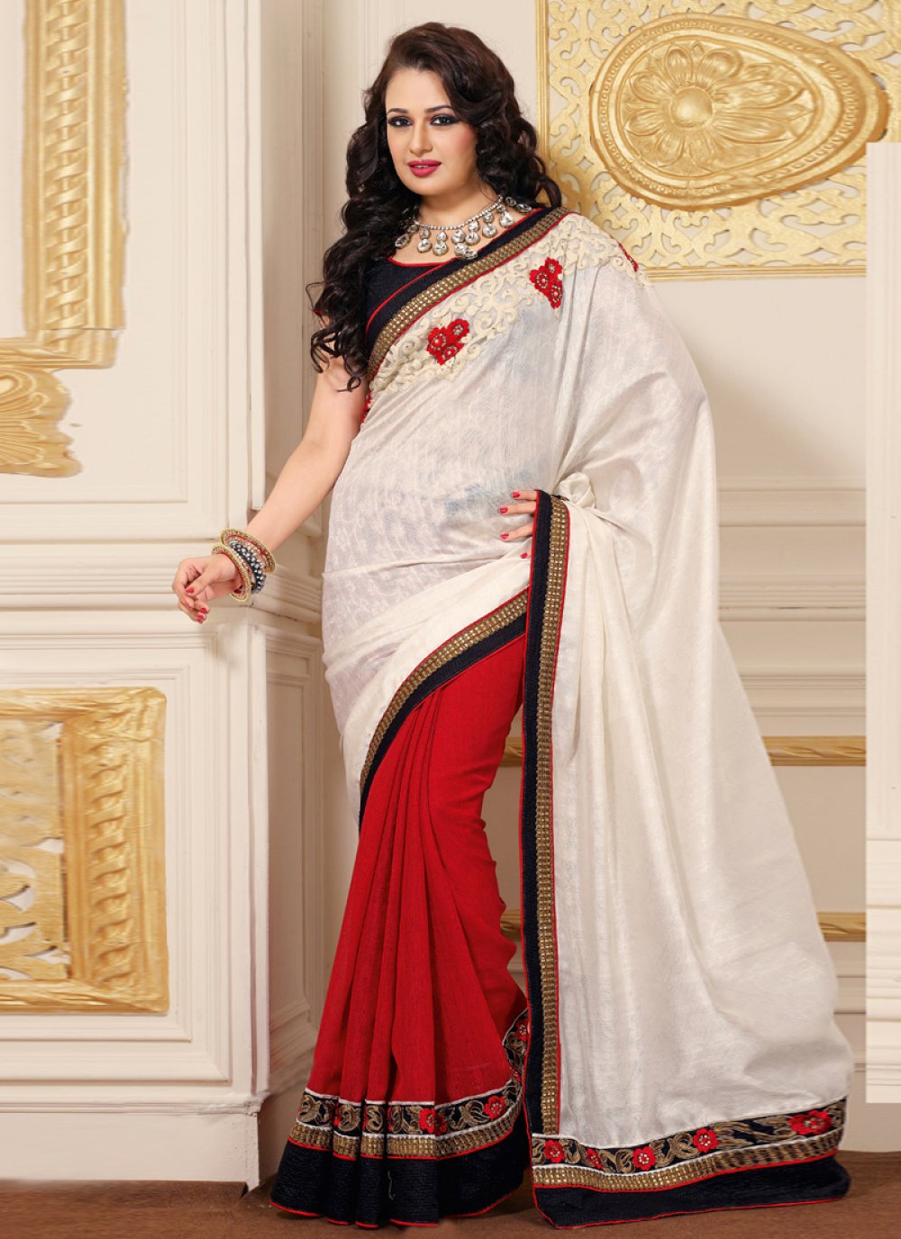 Buy online White Half & Half Saree With Blouse from ethnic wear for Women  by Red Sparrow for ₹10510 at 0% off | 2024 Limeroad.com