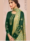 Embroidered Churidar Salwar Suit in Green - 1