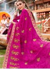 Embroidered Georgette Classic Saree in Rose Pink - 1