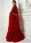 Embroidered Satin Silk Designer A Line Lehenga Choli in Red - 1