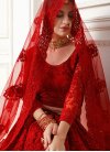 Embroidered Satin Silk Designer A Line Lehenga Choli in Red - 2