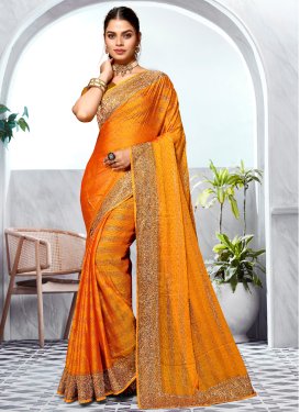 Embroidered Work Art Silk Designer Contemporary Style Saree For Festival