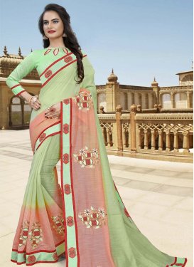 Embroidered Work Art Silk Designer Contemporary Style Saree For Festival