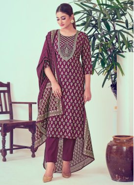 Embroidered Work Chanderi Silk Pant Style Classic Salwar Suit