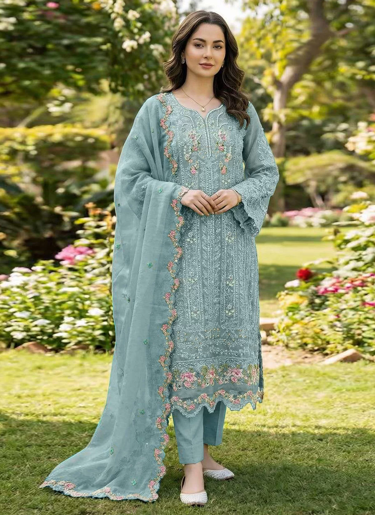 boho floral prom dress Nox Anabel E1445 Long A Line Ruffle Maxi Slit Pleated V Neck Formal 14 / Blue Aretha Franklin Dressed in Search: Office Color:Eclipse making this dress ideal