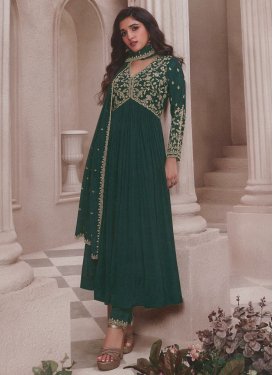 Embroidered Work Chinon Long Length Designer Anarkali Suit