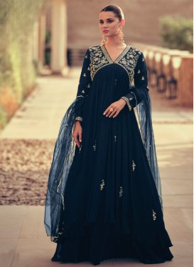 Embroidered Work Chinon Long Length Designer Suit
