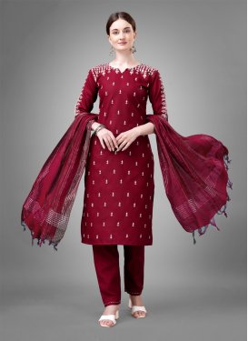 Embroidered Work Cotton Blend Readymade Designer Salwar Suit
