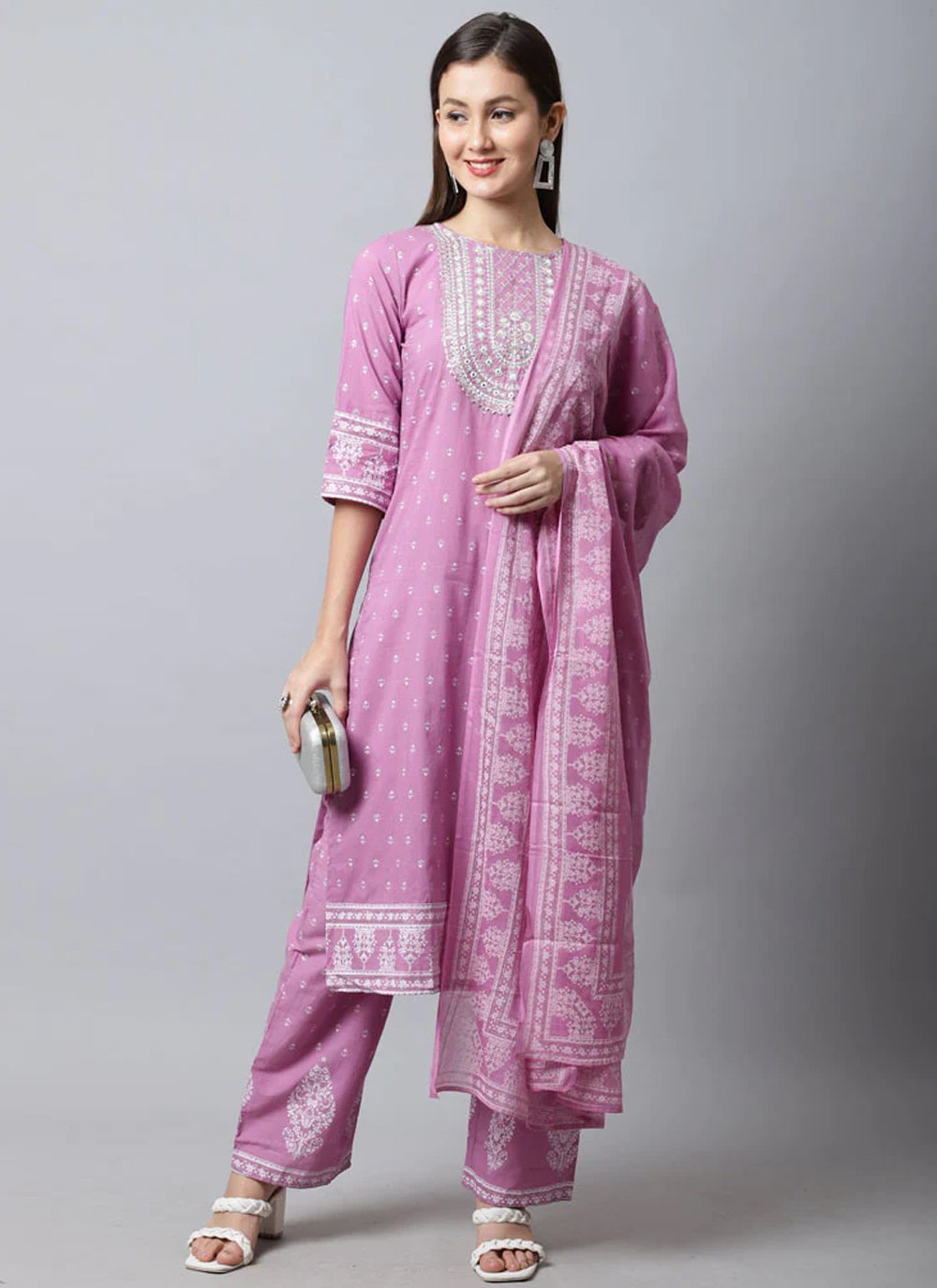 Embroidered Work Cotton Readymade Designer Suit