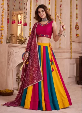 Embroidered Work Cotton Readymade Lehenga Choli in Multi Colour for Party