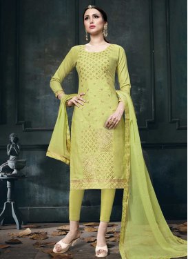 Embroidered Work Cotton Trendy Churidar Suit