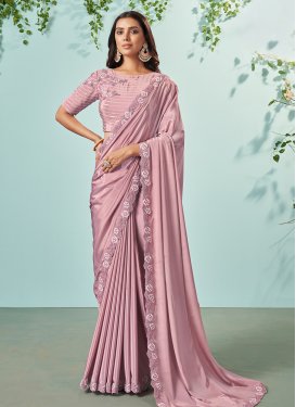 Embroidered Work Crepe Silk Trendy Classic Saree
