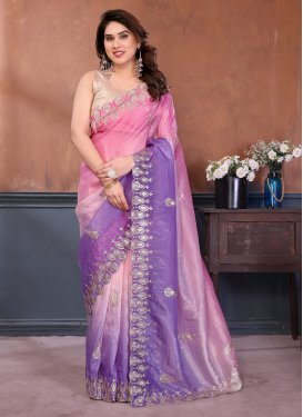 Embroidered Work Crush Traditional Saree in Multi Colour for Women