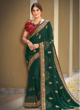 Embroidered Work Designer Contemporary Style Saree