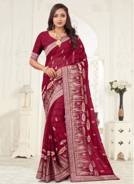 Embroidered Work Designer Contemporary Style Saree
