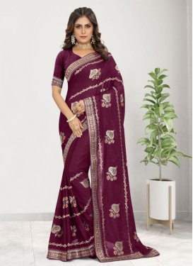 Embroidered Work Designer Contemporary Style Saree