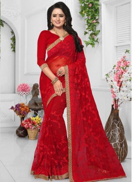 Embroidered Work Designer Contemporary Style Saree