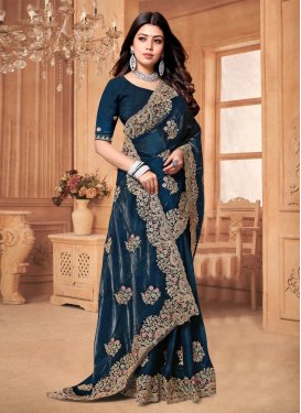 Embroidered Work Designer Contemporary Style Saree For Festival