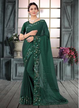 Embroidered Work Designer Contemporary Style Saree For Festival