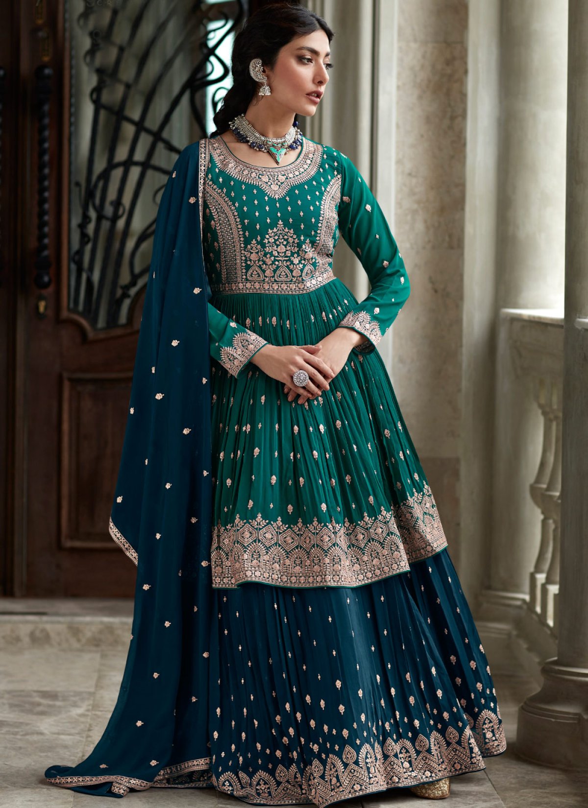 Buy Embroidered Work Designer Kameez Style Lehenga Choli For Festival Online