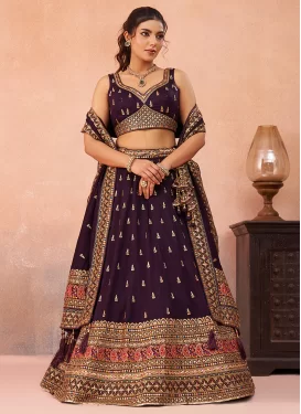 Embroidered Work Designer Lehenga Choli For Bridal in Wine