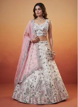 Embroidered Work Designer Lehenga Choli For Festival in Off White