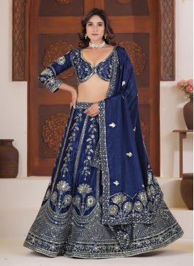 Embroidered Work Designer Lehenga Choli For Party in Navy Blue