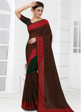 Embroidered Work Designer Traditional Saree For Festival