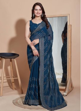 Embroidered Work Fancy Fabric Traditional Designer Saree