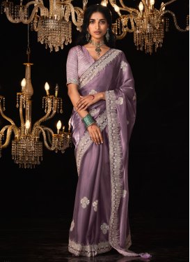 Embroidered Work Fancy Fabric Trendy Classic Saree