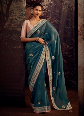 Embroidered Work Fancy Fabric Trendy Classic Saree For Ceremonial