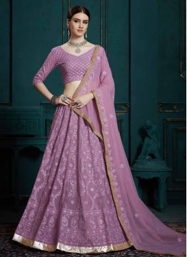 Embroidered Work Faux Georgette A - Line Lehenga