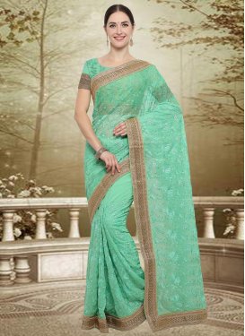 Embroidered Work Faux Georgette Contemporary Saree