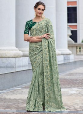 Embroidered Work Faux Georgette Contemporary Style Saree