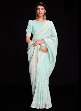 Embroidered Work Faux Georgette Contemporary Style Saree
