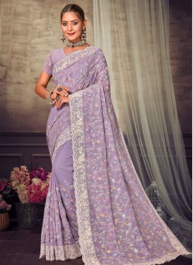 Embroidered Work Faux Georgette Designer Contemporary Saree For Party