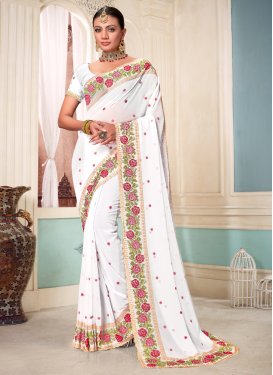 Embroidered Work Faux Georgette Designer Contemporary Style Saree