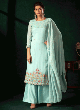 Embroidered Work Faux Georgette Designer Palazzo Salwar Suit