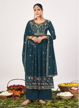Embroidered Work Faux Georgette Designer Palazzo Salwar Suit